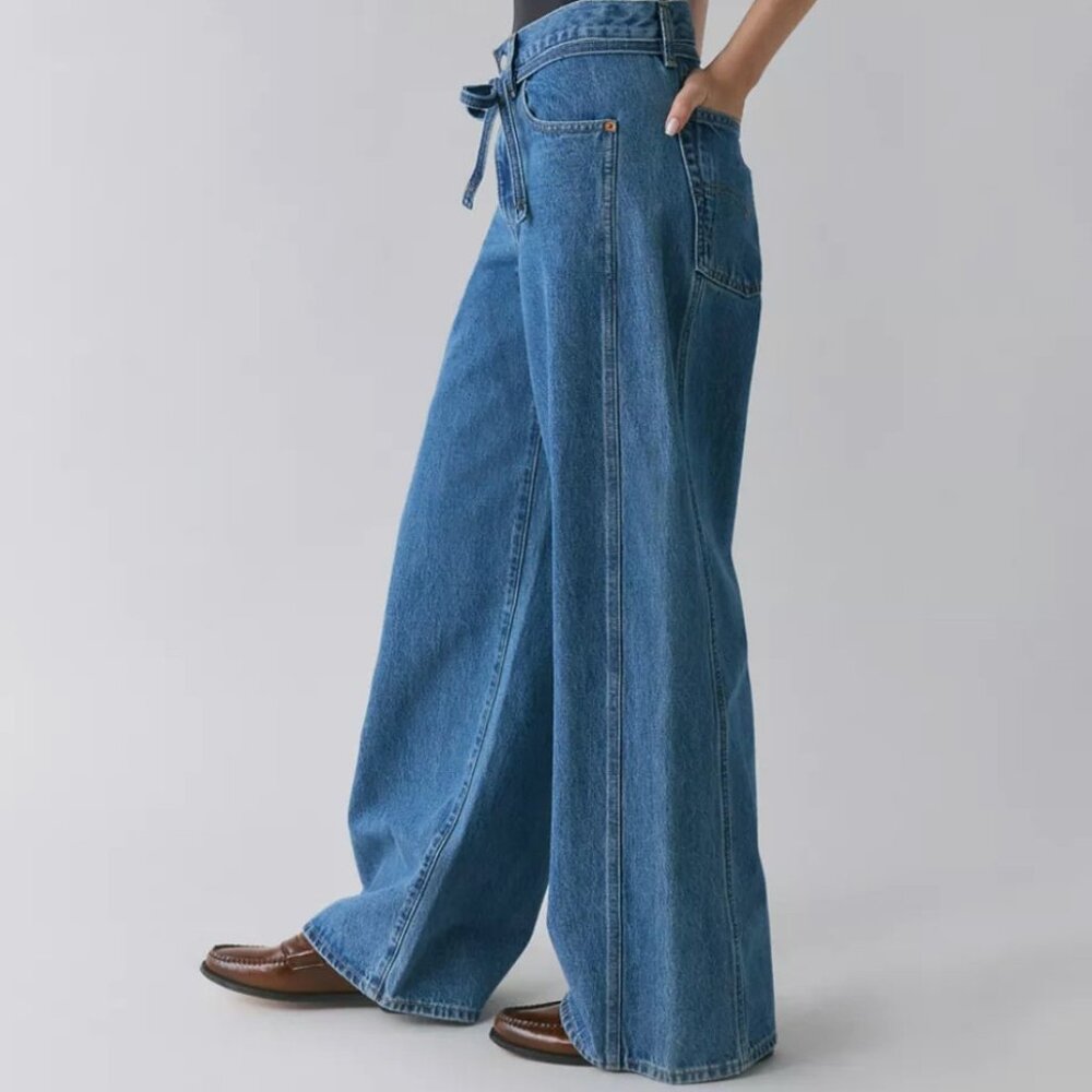 Wide Leg High-Rise Blue Women's Jeans